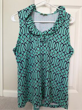 Anthony’s Women’s Geometric Tie-Neck Sleeveless Tank Size Large